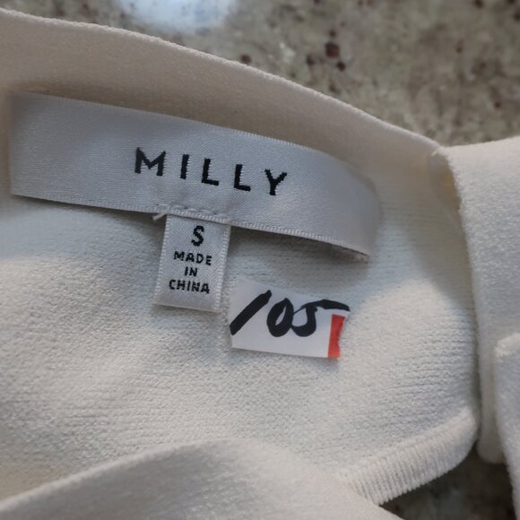 Womens Milly Ivory Mock Neck Keyhole Sleeveless Halter Knit Top S - Picture 9 of 10